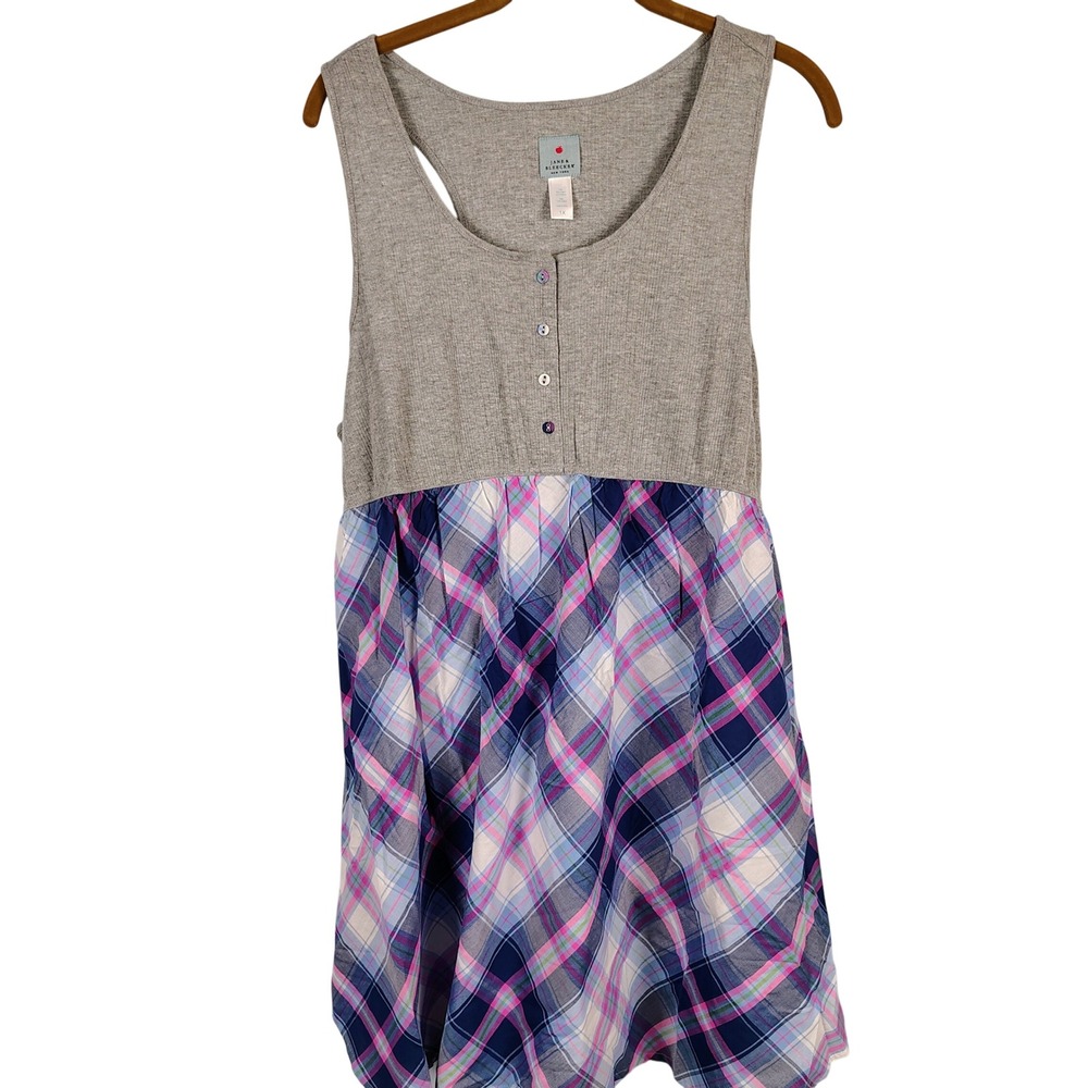 Jane & Bleecker Womens 1X Plaid Sleep Dress Multicolor Cotton Mix Loungewear